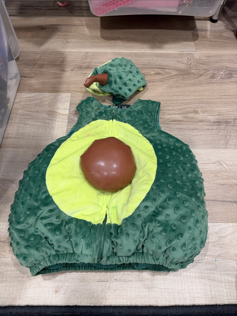 Green Avocado Kids Costume with Pit Hood